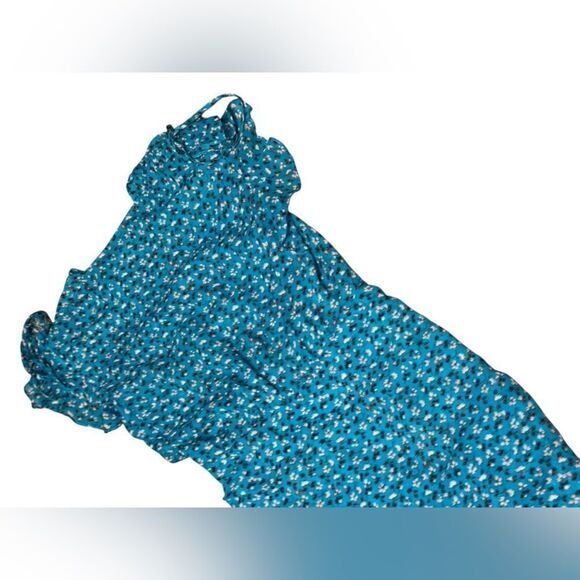 ❤️ VERONICA BEARD Samara Floral Print SILK chiffon blue Ruched Maxi Dress size 4 - Picture 7 of 10